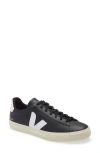 Veja Campo Black And White Low Top Sneakers In Vegan Leather Man In Black