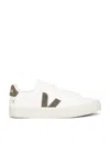 Veja Campo Leather Sneaker In Extra-white & Kaki
