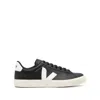 Veja Campo Leather Logo Patch Sneakers In Black
