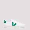 Veja Stylish Sneakers With Emerald Suede Accents In Extra White Emeraude