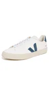 Veja Low-top Sneakers In Organic Traced Leather With Suede Accents In White