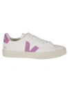 Veja Campo Leather In Extra White/mulberry