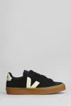 Veja Volley Black Sneaker With Side Logo And Lettering Logo On The Heel In Organic Cotton Unisex In Nero