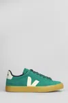 Veja Campo Sneakers In Green Suede And Leather In Golf/pierre