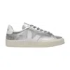 Veja Campo Sneakers In Silver And White Chromefree Leather In Silver