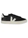 Veja Campo Black And White Low Top Sneakers In Vegan Leather Man In Black
