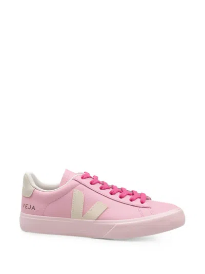 Veja Pink Campo Leather Side-logo Leather Sneakers In Multi