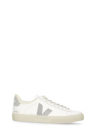 Veja Campo White And Light Blue Leather Sneakers In Multi
