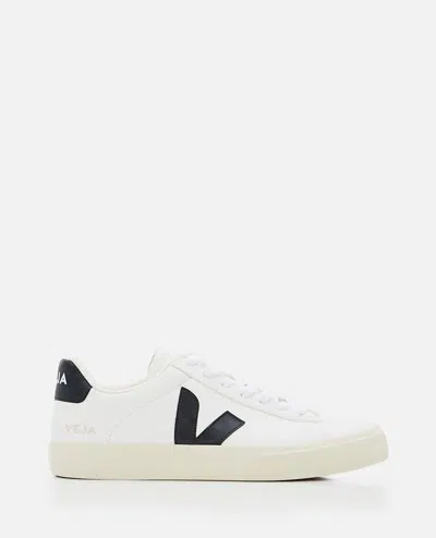 Veja Leather Contrast Logo Trainers In White