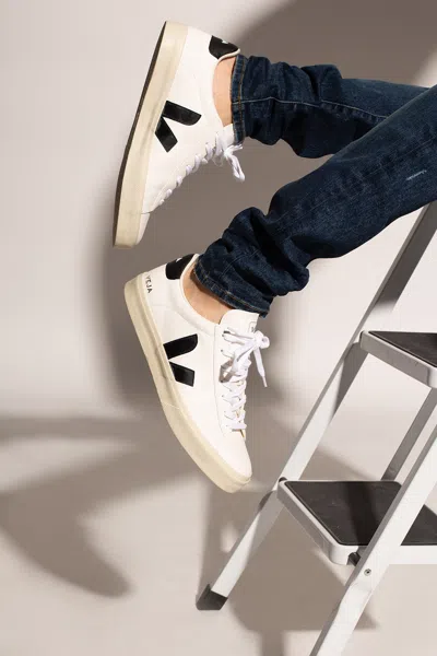 Veja Men's Campo Low Top Leather Sneakers In White/black