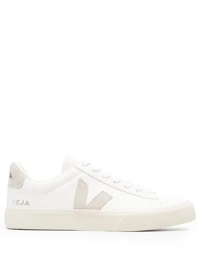 Veja Campo Leather White Natural Sneakers In Silver