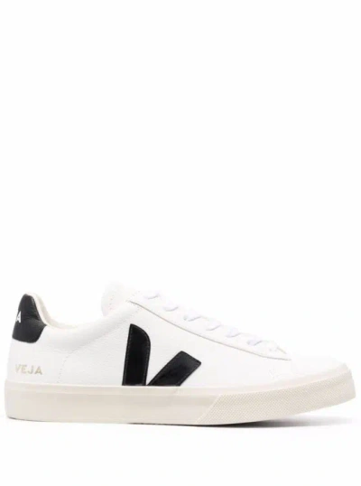 Veja Campo White And Black Low Top Sneakers In Vegan Leather Woman