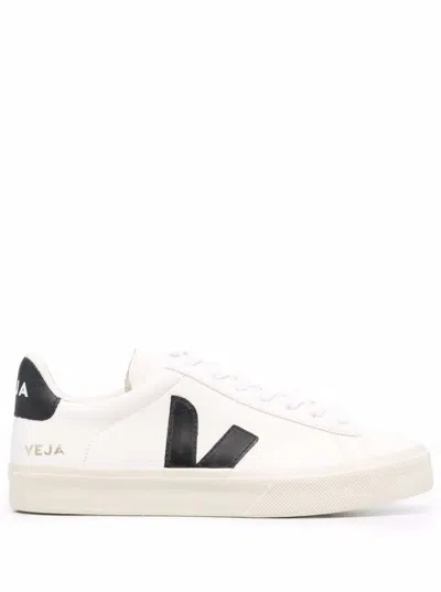 Veja Campo White And Black Low Top Sneakers In Vegan Leather Unisex