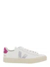 Veja Campo White Low Top Sneakers With Contrasting Heel With Logo Lettering And Logo Patch On The Side In In Multi