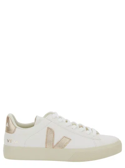 Veja Women's Campo Chromefree Leather Extra White Platine Trainers Siz In Gold