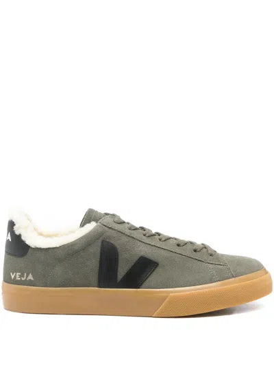 Veja Campo Winter Suede Panelled Sneakers In Green