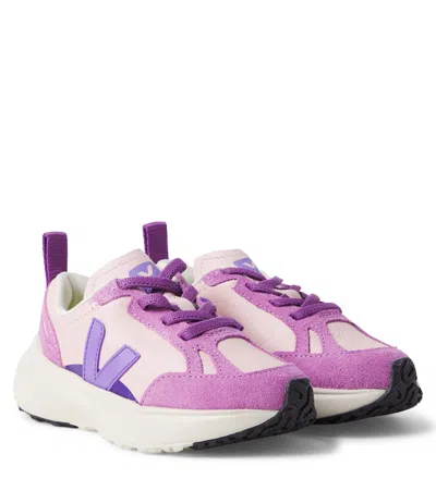 Veja Kids' Canary Suede-trimmed Leather Sneakers In Multi