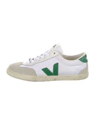 Pre-owned Veja Canvas Colorblock Pattern Sneakers In Green
