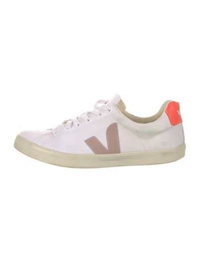 Pre-owned Veja Canvas Colorblock Pattern Sneakers In White