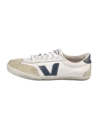 Pre-owned Veja Canvas Colorblock Pattern Sneakers In White