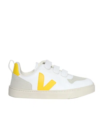 Veja Colour-block Touch-strap Sneakers In White