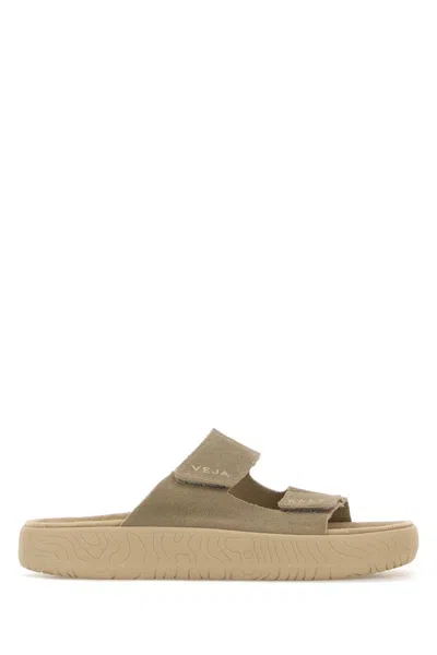 Veja Dove Grey Suede Slippers In Multi
