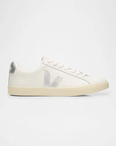 Veja Esplar Bi-color Low-top Sneakers In Extra White Silver
