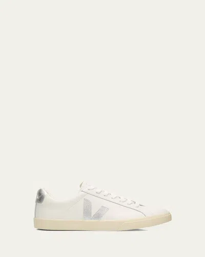 Veja Esplar Bi-color Low-top Sneakers In Extra White Silver