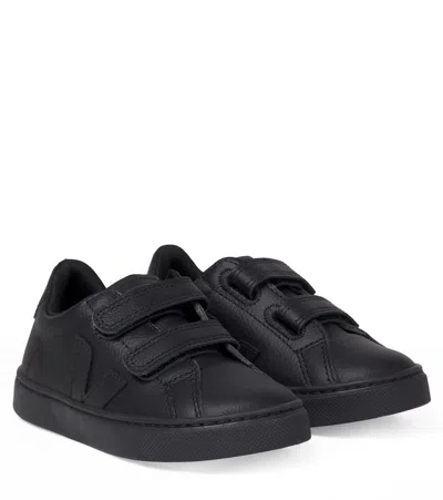 Veja Kids' Esplar Leather Sneakers In Black