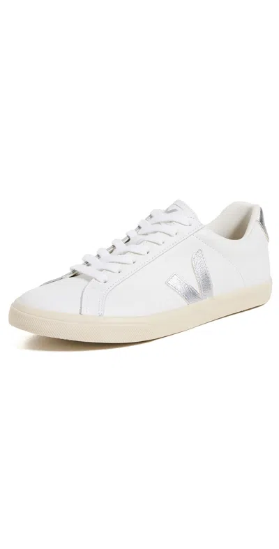 VEJA ESPLAR LEATHER SNEAKERS EXTRA-WHITE/SILVER