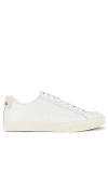 Veja White Leather Sneakers With Embroidered Logo In Extra White