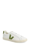 Veja Esplar Logo Leather Sneaker In Extra-white Kiwi