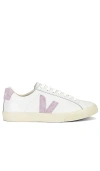 Veja + Net Sustain Esplar Suede-trimmed Leather Sneakers In Extra White Parme