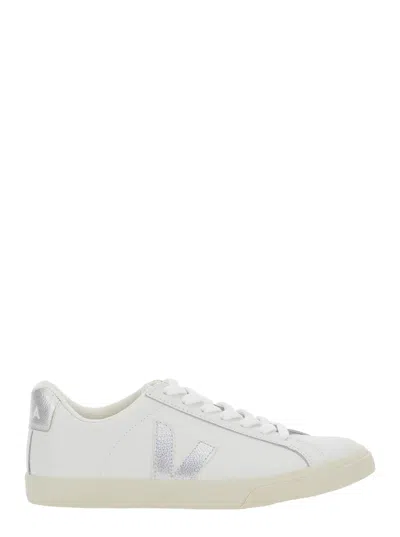 Veja Esplar White Sneakers With Contrasting Side Logo In Leather Woman