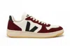 Veja V-10 Leather Sneakers In Burgundy And White In Multi