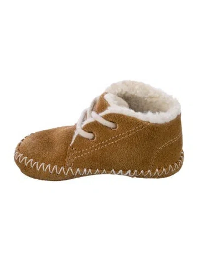 Pre-owned Veja Babies' Infant Girls Shearling Lined Lace Up Closure Boots In Brown/white