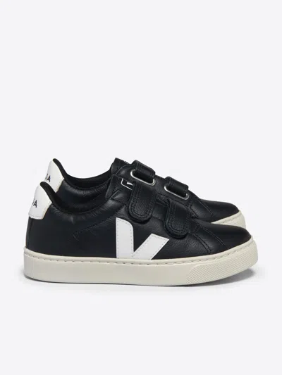 Veja Kids Leather Esplar Trainers In Black
