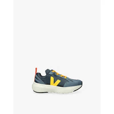 Veja Kids' Small Canary Leather Trainers Grey/d.cmb Eur 28 / 10 Uk