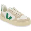 Veja Kids' Small V-10 L Chromefree™ Sneaker In Extra-white/ Emeraude/ Almond