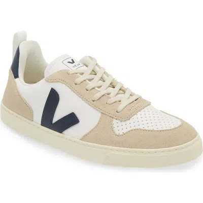 Veja Kids' Small V-10 L Chromefree™ Sneaker In Extra-white/nautico/almond