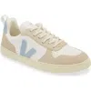 Veja V-10 Lace-up Sneakers In Extra-white/steel/almond