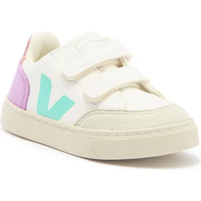 Veja Kids' Small V-12 Sneaker In Extra-white/multi/orchid