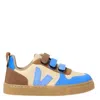 Veja Kids V-10 Chromefree Velcro Sneakers In Blue