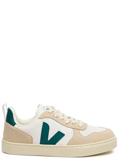 Veja Kids V-10 Panelled Leather Sneakers (it28-it35) In White