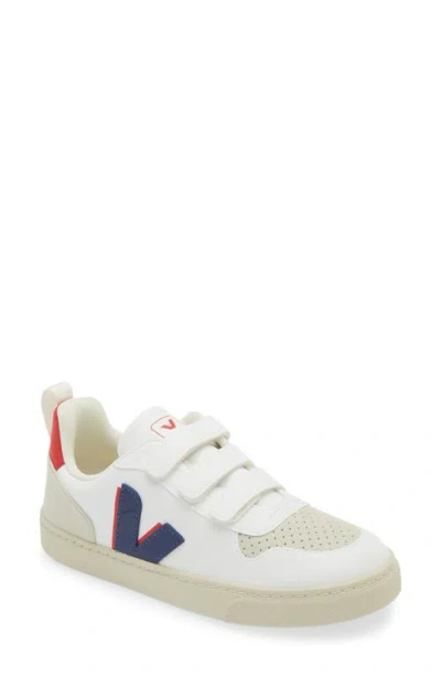 Veja Kids' V-10 Sneaker In White/cobalt/pekin