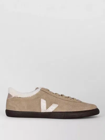 Veja Lace Up Low Profile Suede Rubber Sole In Brown