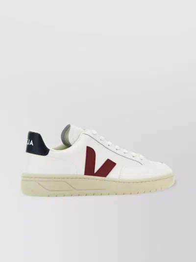 Veja Leather Color Block Sneakers With Suede Patches In White