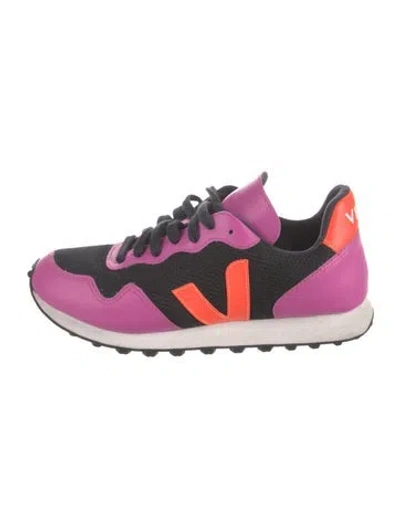 Pre-owned Veja Leather Colorblock Pattern Athletic Sneakers In Pink