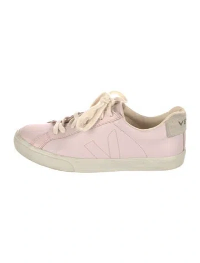 Pre-owned Veja Leather Colorblock Pattern Sneakers In Pink