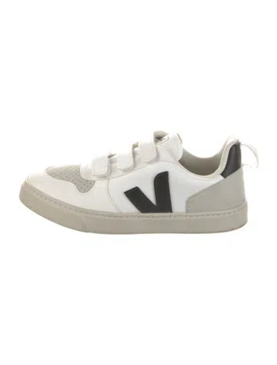 Pre-owned Veja Leather Colorblock Pattern Sneakers In White